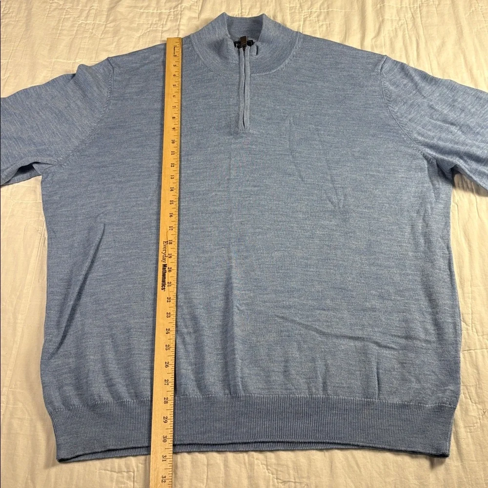 Luxury Jos A Bank Traveler Merino Wool 1/4-Zip Sweater Blue Tailored‎ Fit NWT
